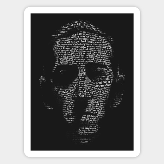 H P Lovecraft Necronomicon text portrait Magnet by vincentcarrozza